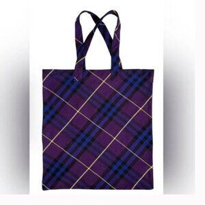 NEW Burberry London Supernova purple plaid check large shopper tote bag